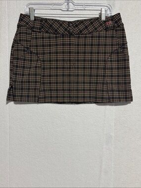 Zoic Clueless Fall Plaid Micro Mini Skirt in Brown and Tan